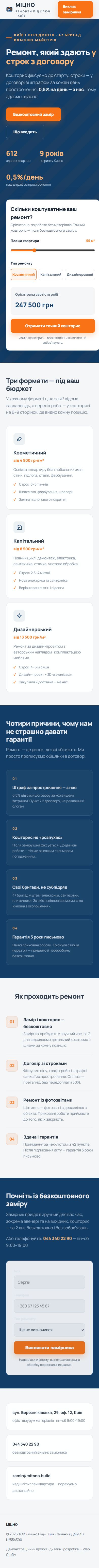 Мобільна версія сайту Компанія «МІЦНО»